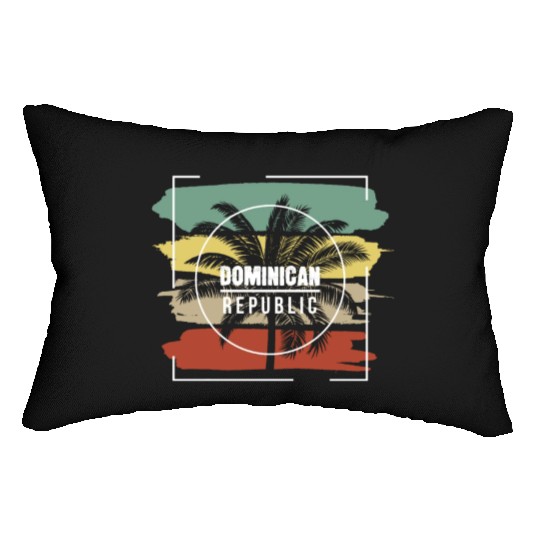 Dominican Republic Artistic Palm Tree Retro Lumbar Pillows