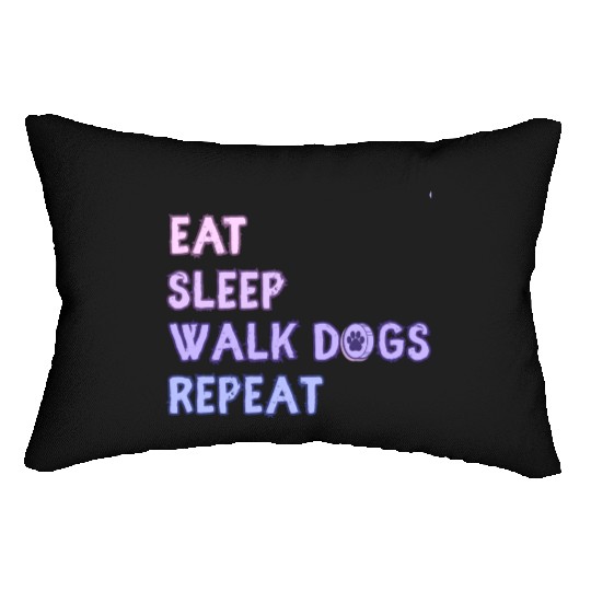 Eat Sleep Walk Dog Repeat Walking Lumbar Pillows