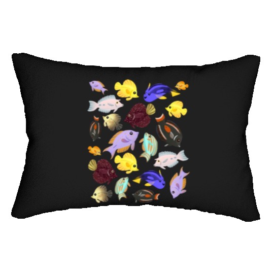 Cute Aquarium Tang Fish Pattern red green Lumbar Pillows