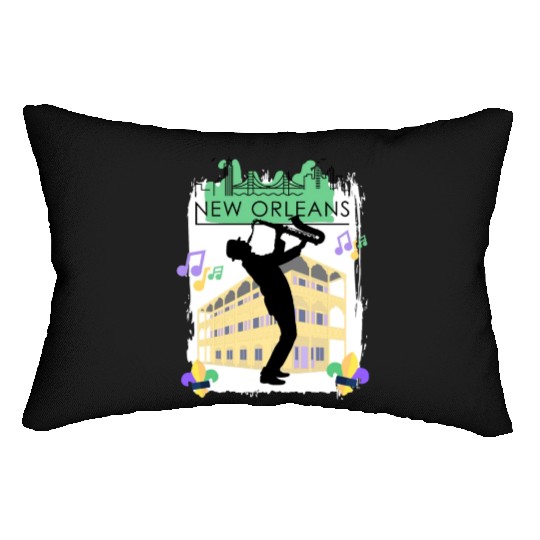 Mardi Gras New Orleans Louisiana City Jazz Music Lumbar Pillows