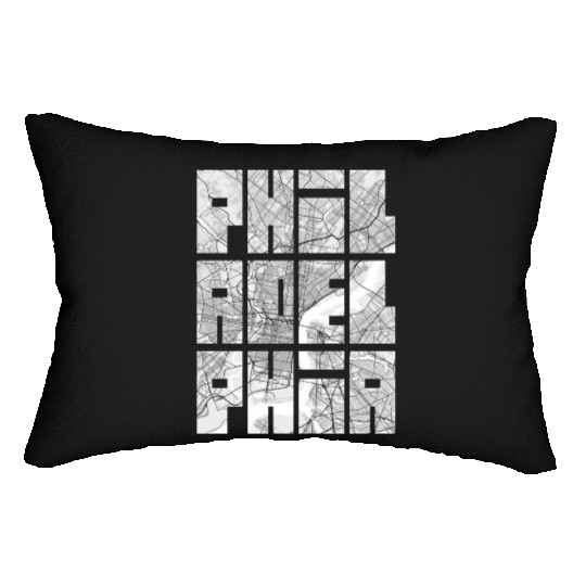 Philadelphia USA City Map Typography Light Lumbar Pillows