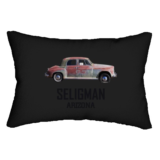 Old car city of Seligman in Arizonna, US Route 66 Lumbar Pillows