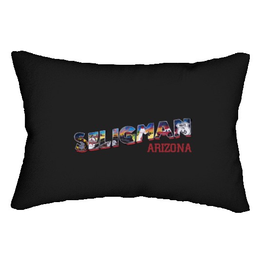 City of Seligman in Arizonna, US Route 66 Lumbar Pillows