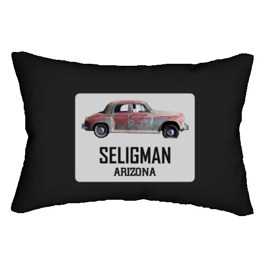 Old car city of Seligman in Arizonna, US Route 66 Lumbar Pillows