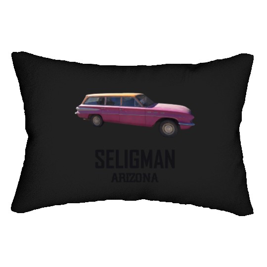 Old car city of Seligman in Arizonna, US Route 66 Lumbar Pillows