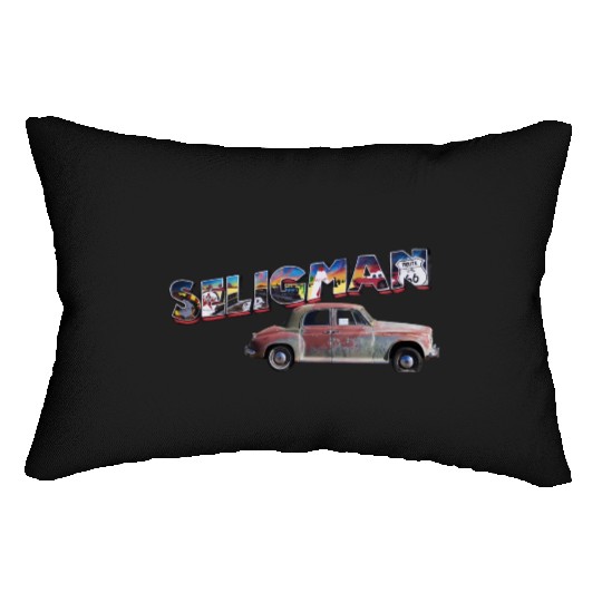 Old car city of Seligman in Arizonna, US Route 66 Lumbar Pillows