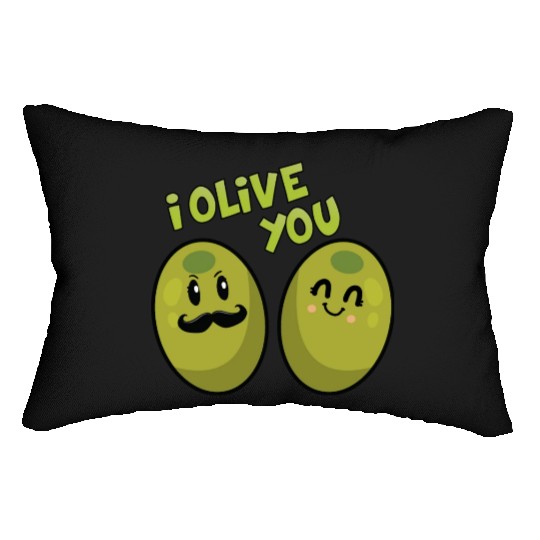 Green olives valentine olive you Lumbar Pillows