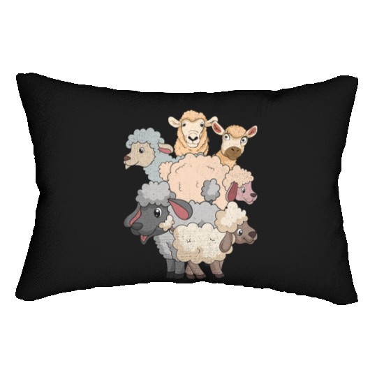 Cute Lamb Farm Animal Lover Farmer Sheep Lumbar Pillows