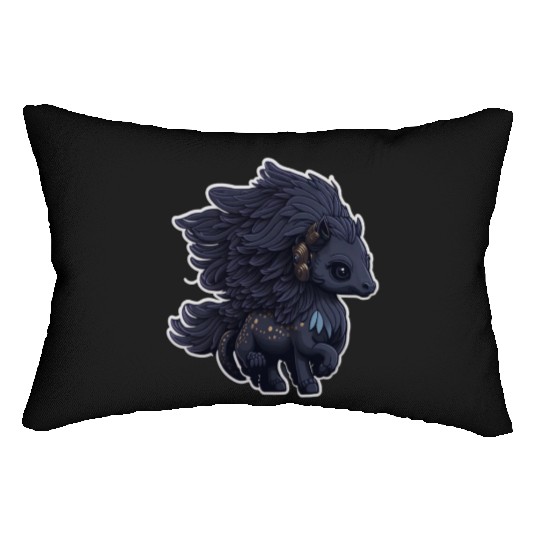 Midnight Flight of the Majestic Black Pegasus Lumbar Pillows