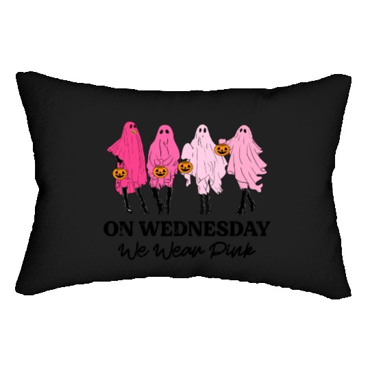 Breast Cancer On Wednesday We Wear Pink Halloween Lumbar Pillows