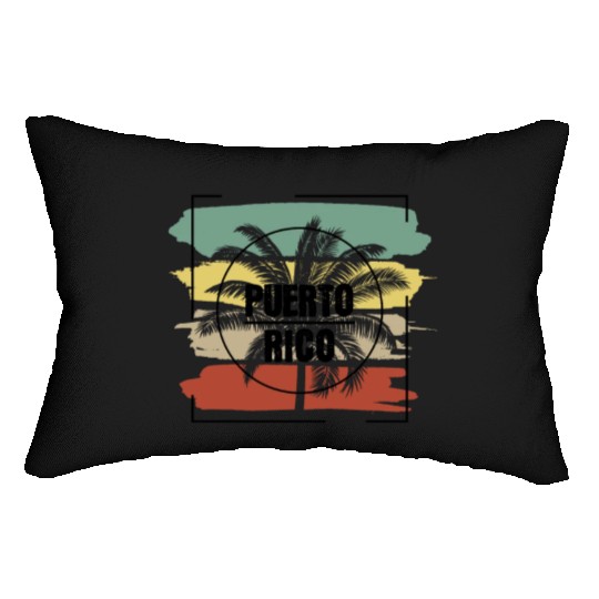 Puerto Rico Palm Tree Retro Artistic Lumbar Pillows