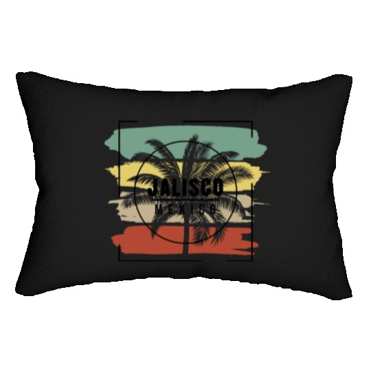 Jalisco Mexico Palm Tree Retro Artistic Lumbar Pillows