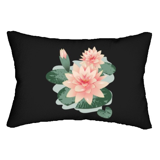 Water lily flower with bud in water lily pond Lumbar Pillows