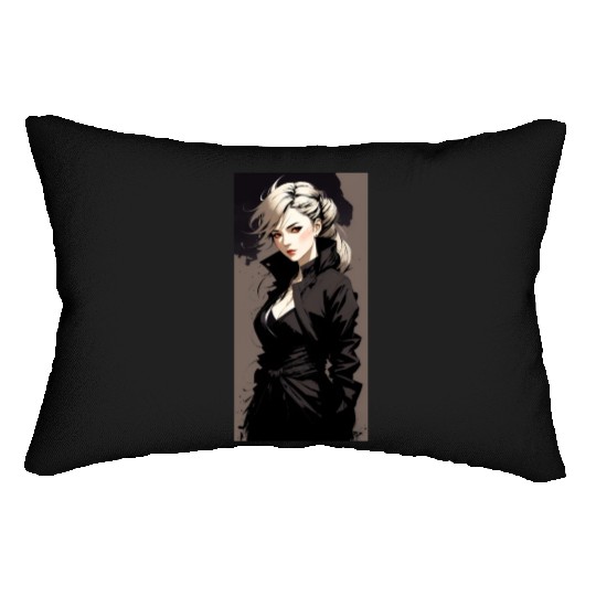 black lady Lumbar Pillows