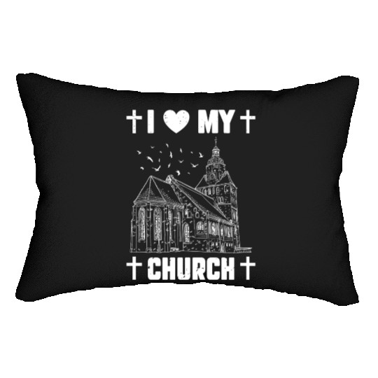 I Love My Church Funny Religious Guy Girl Church Lumbar Pillows
