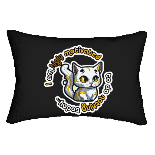 higly motivated golden cat - 5000 - DIGITAL Lumbar Pillows