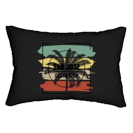 San Jose Costa Rica Palm Tree Retro Artistic Lumbar Pillows
