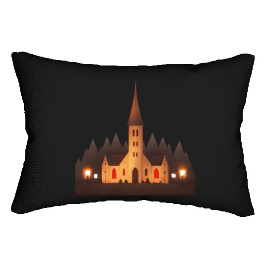 small church in a town Lumbar Pillows