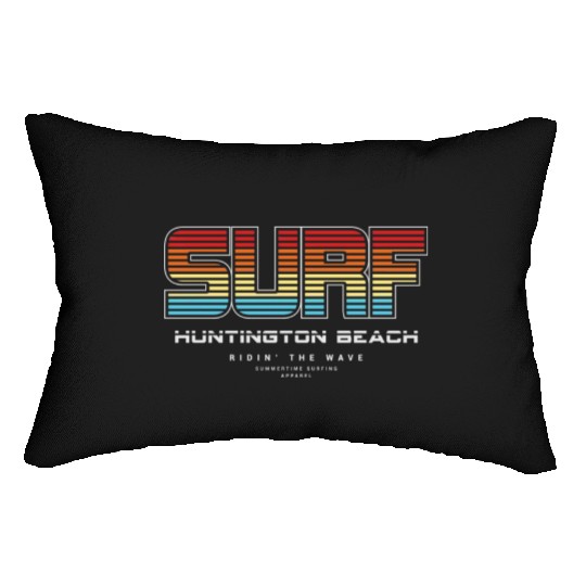 Surf in Huntington Beach nature Lumbar Pillows