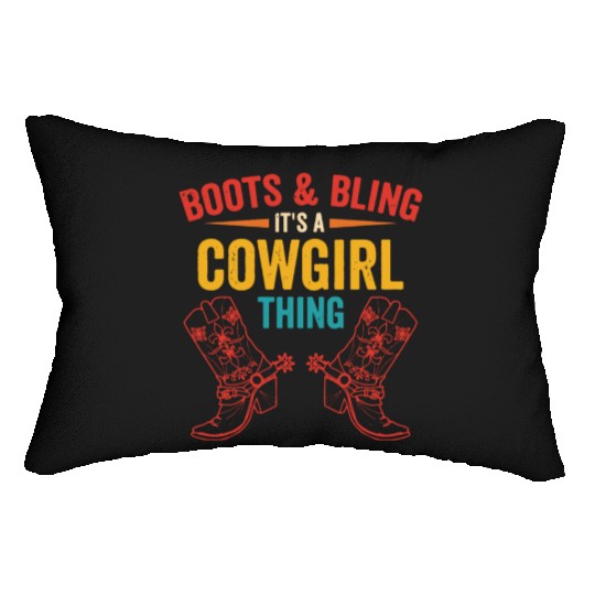 Boots & bling. it's a cowgirl thing Lumbar Pillows