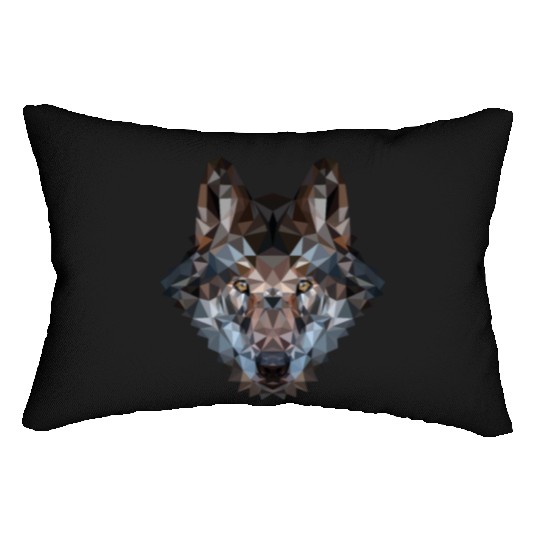 Wolves | Polygon Wolf Head | Low Poly Werewolf Lumbar Pillows
