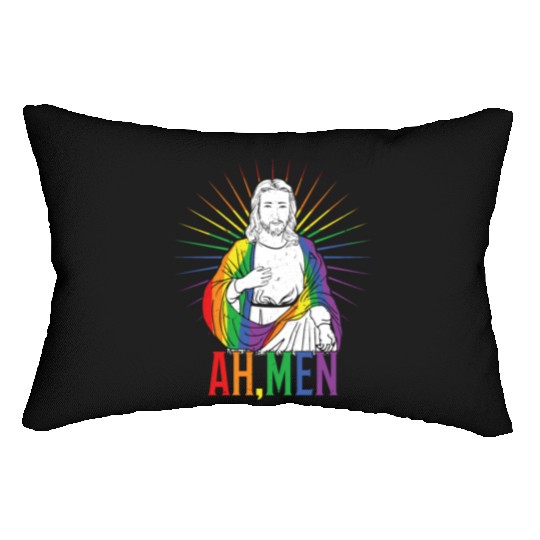 Funny Jesus Gay LGBTQ Rainbow LGBT Pride Month Lumbar Pillows