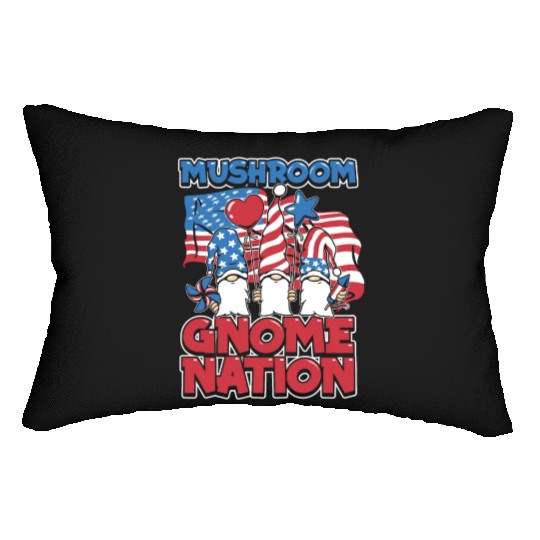 Mushroom Shrooming Us Flag Mushroom Gnome Lumbar Pillows