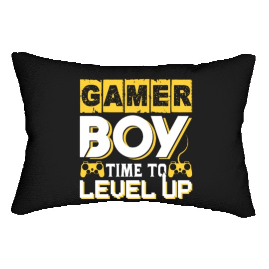 Gamer boy time to level up Lumbar Pillows