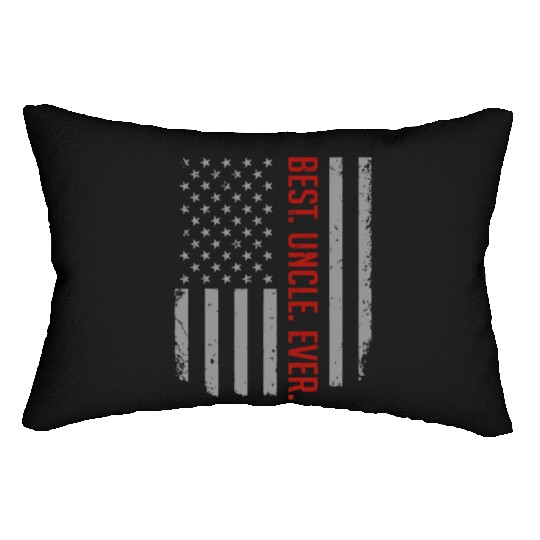 Mens Best Uncle Ever US American Flag Gift For Fat Lumbar Pillows