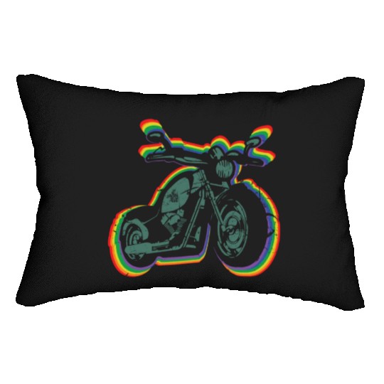 Motorcycle Ride Gay LGBTQ Rainbow LGBT Pride Month Lumbar Pillows