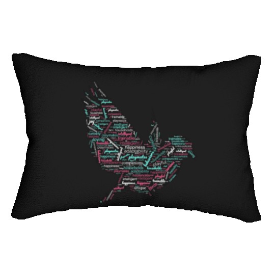 Bird Graphic Lumbar Pillows with Words Pattern design.