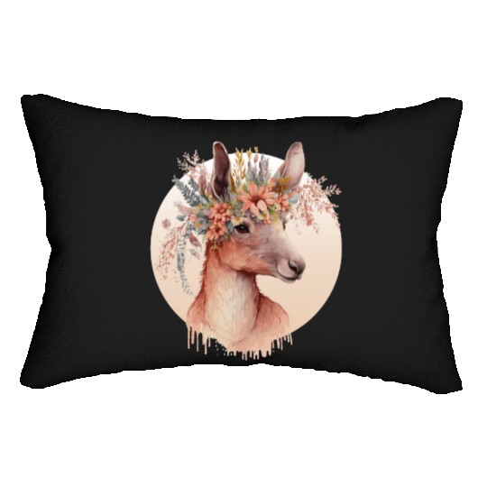 Cute Australian Kangaroo Flower Crown Animal Lover Lumbar Pillows