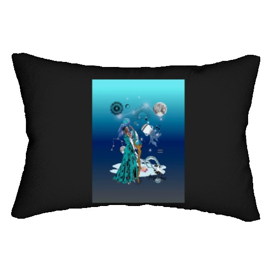 Zodiac sign Aquarius in the unique version Graphic Lumbar Pillows