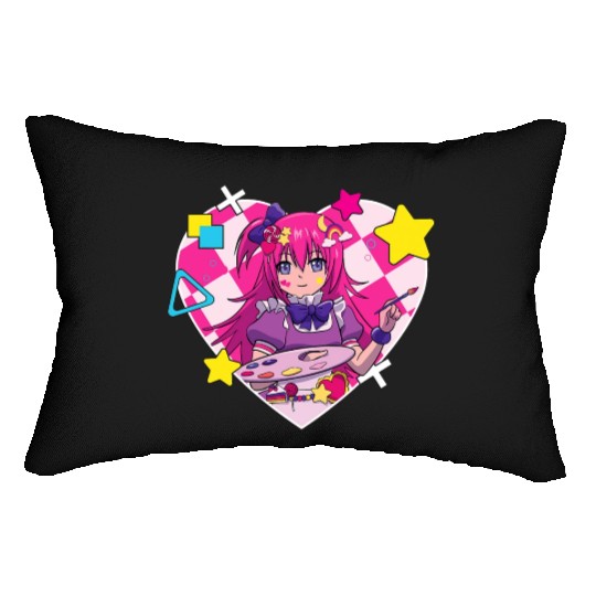 Harajuku Street Fashion Painter Heart Anime Girl Lumbar Pillows