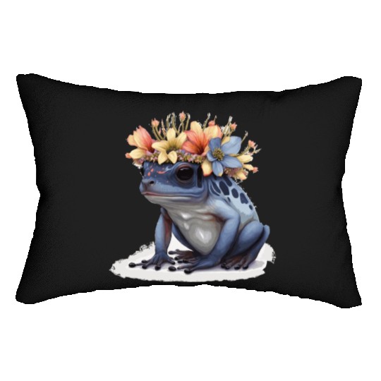 Cute Poison Dart Frog Flower Crown Amphibian Lover Lumbar Pillows