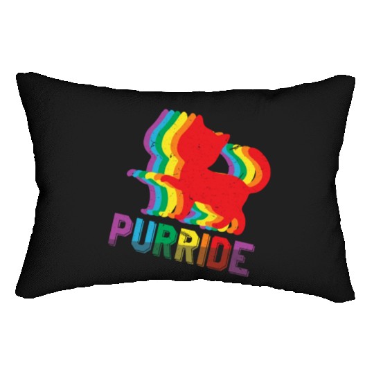 Cute Cat Gay LGBTQ Rainbow LGBT Pride Month Lumbar Pillows