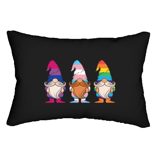 Cute Gnomes Elf LGBTQ Rainbow LGBT Pride Month Lumbar Pillows