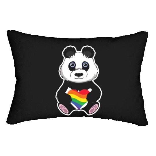 Cute Panda Bear Gay LGBTQ Rainbow LGBT Pride Month Lumbar Pillows