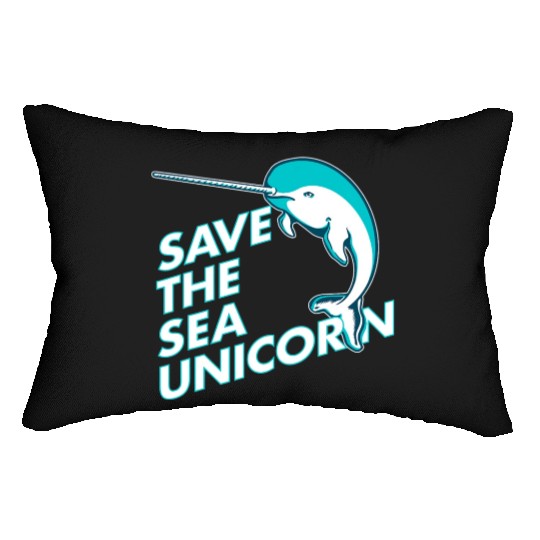 Funny Save the Sea Unicorn Narwhal Lumbar Pillows