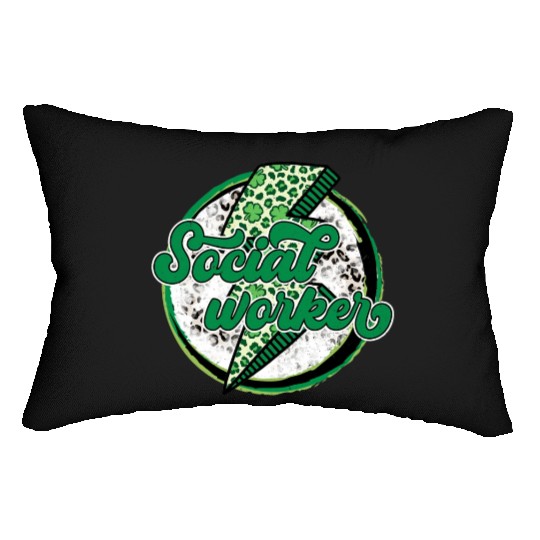 Leopard Lightning Shamrock Social Worker Day Lumbar Pillows