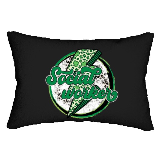 Leopard Lightning Shamrock Social Worker Day Lumbar Pillows