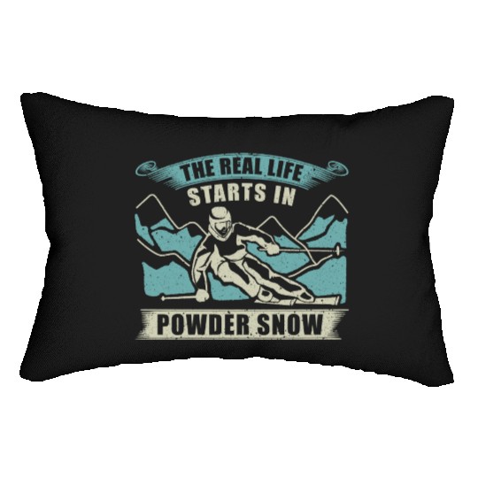 Skiing The Real Life Starts Lumbar Pillows