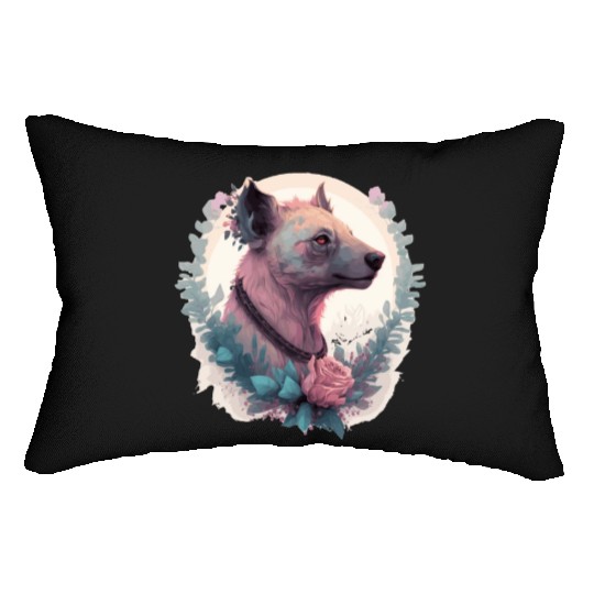 Watercolor Hyena Flower Crown Africa Safari Animal Lumbar Pillows