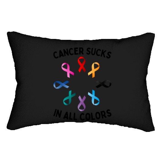 Cancer Sucks In All Colors Cancer Awareness Ribbon Lumbar Pillows