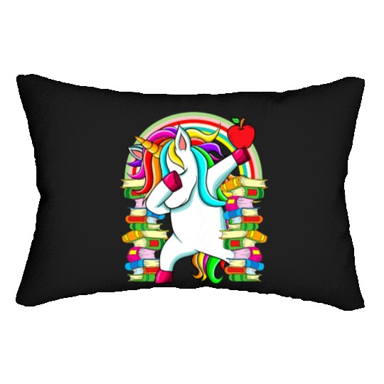 Womens Reading Teacher Dabbing Unicorn Elementary Lumbar Pillows
