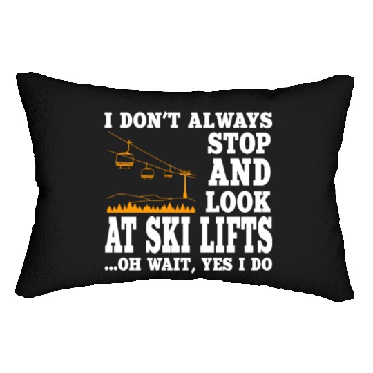 Funny Ski Lift Lover Outfit Skiing Lumbar Pillows