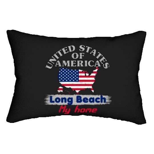 United States of America - Long Beach my home - us Lumbar Pillows