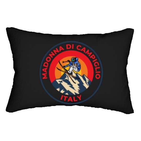 Vintage Skiing Madonna Di Campiglio Italy Sunset Lumbar Pillows