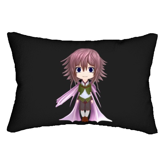 Cue Kawaii Boy with Pink Cloak Lumbar Pillows