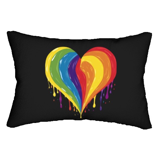LGBTQ+ Empowerment: Rainbow Heart, Support Gay, Lumbar Pillows